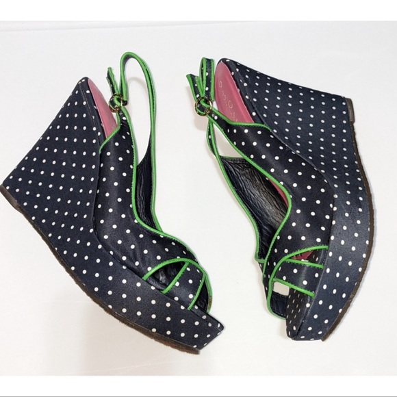 Lilly Pulitzer Shoes - LILLY PULITZER PICTURE PERFECT NAVY POLKA DOT ESPADRILLE WEDGE SANDAL SIZE 8